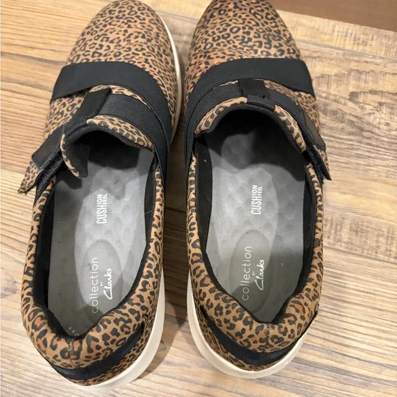 Clarks Leopard-Print Slip-On Sneakers in Brown and Black - Picture 2 of 4